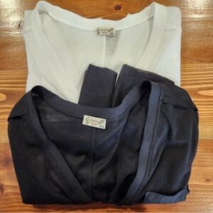 Intimately Free People Long Sleeve Henley Shirt Lot 2 Shirts Womens Large